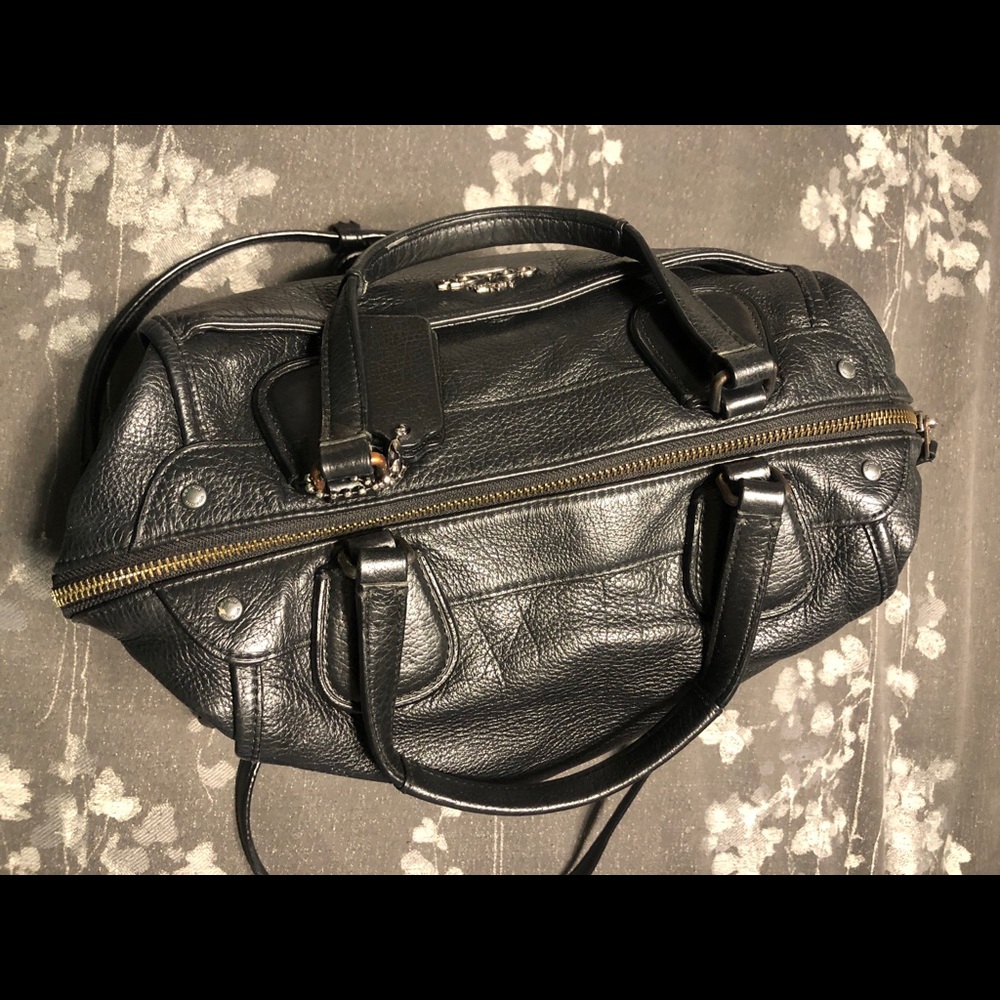 Coach Black Leather Satchel with Crossbody Strap - Picture 12 of 16